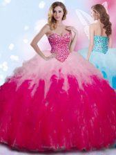  Sweetheart Sleeveless Lace Up Quince Ball Gowns Multi-color Tulle