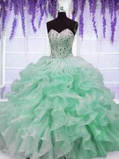 Superior Floor Length Ball Gowns Sleeveless Apple Green Quinceanera Dress Lace Up