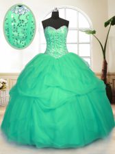 Sweet Tulle Sweetheart Sleeveless Lace Up Sequins and Pick Ups Quinceanera Gown in Green