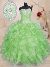 Free and Easy Beading and Ruffles Sweet 16 Quinceanera Dress Lace Up Sleeveless Floor Length