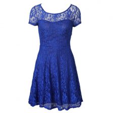  Scoop Short Sleeves Lace Side Zipper Prom Gown