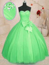  Beading and Bowknot Quinceanera Gowns Lace Up Sleeveless Floor Length