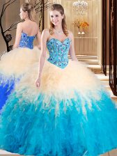 Luxurious Multi-color Sleeveless Floor Length Embroidery and Ruffles Lace Up 15 Quinceanera Dress