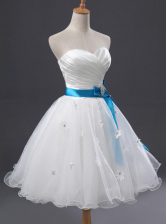  White Sleeveless Organza Lace Up Homecoming Dress for Prom