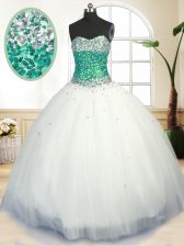 Adorable Tulle Sleeveless Floor Length Sweet 16 Dresses and Beading
