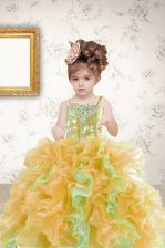Attractive Sequins Floor Length Ball Gowns Sleeveless Multi-color Little Girl Pageant Dress Lace Up