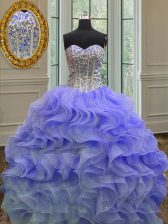  Sweetheart Sleeveless Lace Up Ball Gown Prom Dress Lavender Organza