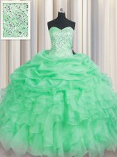 Decent Sleeveless Beading and Ruffles Lace Up Ball Gown Prom Dress