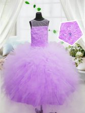 Enchanting Hot Pink Ball Gowns Organza Scoop Sleeveless Ruffles Floor Length Zipper Little Girls Pageant Gowns