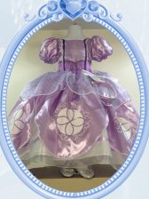 Spectacular Scoop Lavender Short Sleeves Beading Floor Length Toddler Flower Girl Dress