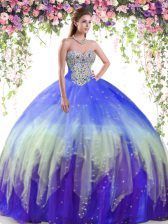 Elegant Multi-color Lace Up Sweet 16 Dress Beading Sleeveless Floor Length