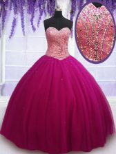 Modern Sweetheart Sleeveless Tulle Quinceanera Dress Beading Lace Up