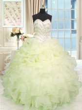New Style Sleeveless Beading and Ruffles Lace Up Quince Ball Gowns