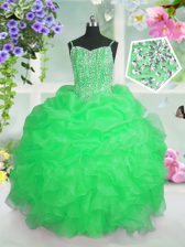 Glorious Beading and Ruffles and Pick Ups Child Pageant Dress Lace Up Sleeveless Floor Length