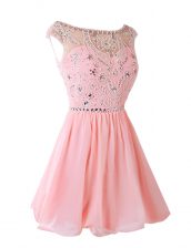  Pink Sleeveless Chiffon Zipper Prom Gown