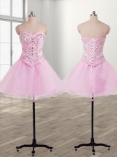 Luxury Organza Sleeveless Mini Length Dress for Prom and Beading