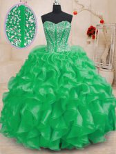Top Selling Ball Gowns Sweet 16 Dresses Sweetheart Organza Sleeveless Floor Length Lace Up