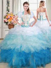 Graceful With Train Ball Gowns Sleeveless Multi-color Sweet 16 Dresses Brush Train Lace Up