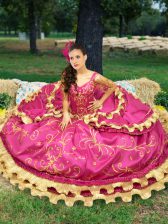 Ball Gowns 15th Birthday Dress Fuchsia Off The Shoulder Taffeta Sleeveless Floor Length Lace Up