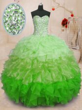 Inexpensive Floor Length Multi-color 15 Quinceanera Dress Sweetheart Sleeveless Lace Up