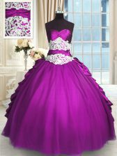 Classical Pick Ups Ball Gowns Sweet 16 Quinceanera Dress Eggplant Purple Sweetheart Taffeta and Tulle Sleeveless Floor Length Lace Up