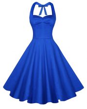 Shining Blue Homecoming Dress Prom and Party with Ruching Sweetheart Sleeveless Backless