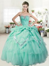 Custom Made Pick Ups Ball Gowns Sleeveless Apple Green Quinceanera Dress Lace Up