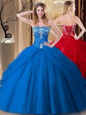  Sweetheart Sleeveless Lace Up Quinceanera Gown Royal Blue Tulle