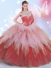  Multi-color Sleeveless Floor Length Beading and Ruffles Zipper Ball Gown Prom Dress