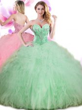  Sleeveless Lace Up Floor Length Beading and Ruffles and Pick Ups Quinceanera Gown
