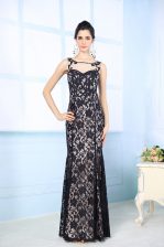 Fantastic Black Prom Dress Prom and Party with Lace Scoop Sleeveless Side Zipper
