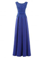 Top Selling Scoop Sleeveless Zipper Floor Length Lace and Belt Prom Dresses
