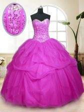  Sequins and Pick Ups Sweet 16 Dress Fuchsia Lace Up Sleeveless Floor Length