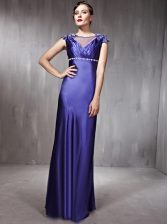 Comfortable Purple Dress for Prom Prom and Party with Beading Scoop Sleeveless Side Zipper