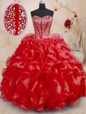  Sleeveless Lace Up Floor Length Beading and Ruffles Quinceanera Dresses