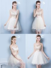  Square Sleeveless Tulle Court Dresses for Sweet 16 Sequins and Bowknot Lace Up