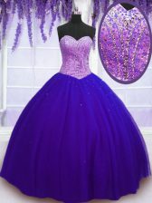 Sweet Floor Length Blue Quinceanera Dress Sweetheart Sleeveless Lace Up