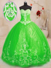 Edgy Tulle Sleeveless Floor Length Sweet 16 Quinceanera Dress and Beading and Appliques