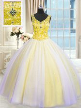 Multi-color Sleeveless Beading and Sequins Floor Length Sweet 16 Dresses
