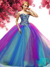 Exquisite Multi-color Lace Up Sweetheart Beading Quinceanera Gown Tulle Sleeveless