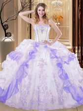  Organza Sleeveless Floor Length Sweet 16 Dresses and Embroidery and Ruffled Layers