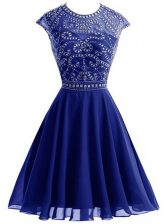  Scoop Mini Length A-line Sleeveless Royal Blue Homecoming Dress Backless