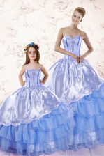 Customized Organza Sleeveless Floor Length Sweet 16 Dresses and Beading and Ruffled Layers