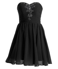 Graceful Black Sleeveless Beading Mini Length Dress for Prom