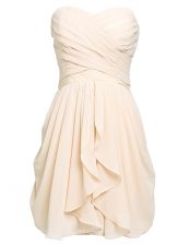 Stylish Champagne Chiffon Lace Up Dress for Prom Sleeveless Knee Length Ruching