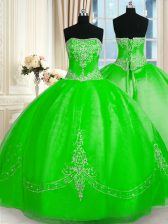 Custom Fit Beading and Embroidery Quince Ball Gowns Lace Up Sleeveless Floor Length