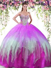 Dramatic Floor Length Lace Up Quinceanera Dresses Multi-color for Military Ball and Sweet 16 and Quinceanera with Beading