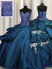 Ideal Taffeta Sleeveless Floor Length 15th Birthday Dress and Beading and Appliques