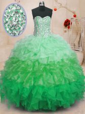  Multi-color Sleeveless Ruffles Floor Length Ball Gown Prom Dress