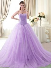  Lavender Lace Up Sweetheart Beading 15 Quinceanera Dress Tulle Sleeveless